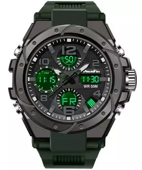 [Piskisfio] [Tough x Fearless] Men s Watch, Digital and Analog, Waterproof Watch, Sports Watch, Stylish, Outdoor, with Alarm, Japanese Instruction