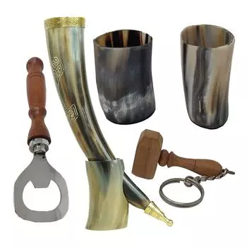 Питьевой рог викинга | Кружка | Кружка | Чаша для эля, пива, меда, вина, стопка, открывалка для бутылок | Натуральный и | Комбо-предложения (1 Комбо-сигнал)