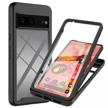 Pixel 7 8 9 Pro XL противоударный чехол передняя пленка кристалл задняя крышка для Google Pixel 8 A Pixel7 6A 7A 8A 5G 360 защитный чехол для телефона Pixel 8&Case and PET Film чёрный