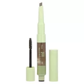 Pixi Beauty, 2-в-1 Natural Brow Duo, карандаш для бровей и гель, 0305 Натуральный коричневый, 1 тип