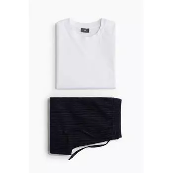 Пижама HM Regular Fit темно-синего и белого цвета L