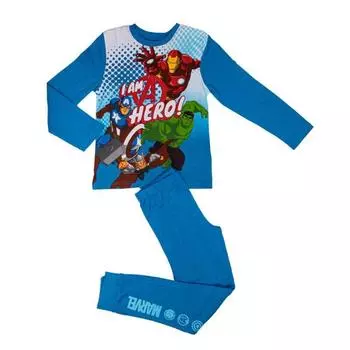 Пижамная футболка с принтом «Мстители» и синие штаны MARVEL Child 2 ans серый