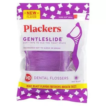 Plackers, Gentleslide, зубная нить, мята, 90 шт.