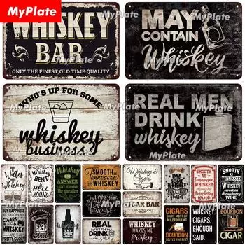 Плакат бренда Real Man Whiskey Bar, винтажная жестяная вывеска, пивная металлическая вывеска, табличка для паба, бара, украшение для стены клуба Man Cave 20x30cm