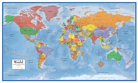 Плакат с настенной картой Swiftmaps World Premiere, высота 24 дюйма, ширина 36 дюймов (Карты Свиста)