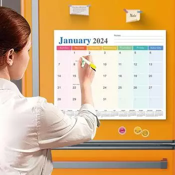 Планировщик календаря на 18 месяцев Магнитный календарь на холодильник с 2024 по июнь 2025 года Ежемесячный отрывной календарь для напоминаний о встречах синий