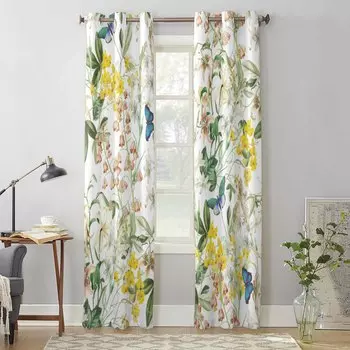 Plant Flowers Leaves Butterfly Window Curtains for Living Room Luxury Bedroom Curtain Kitchen Blinds Drapes Curtains 135W x 60H(cm) x1