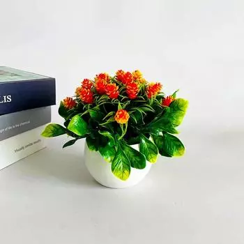 Plant Simulation Pinecone Potted Living Room Desktop Decoration Green Plants Sunset Red