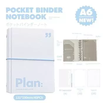 Planwith Loose-Leaf Notebook Notebook Portable Pockets Notebook Mini Learning Notebook Portable Notebook Notepad white