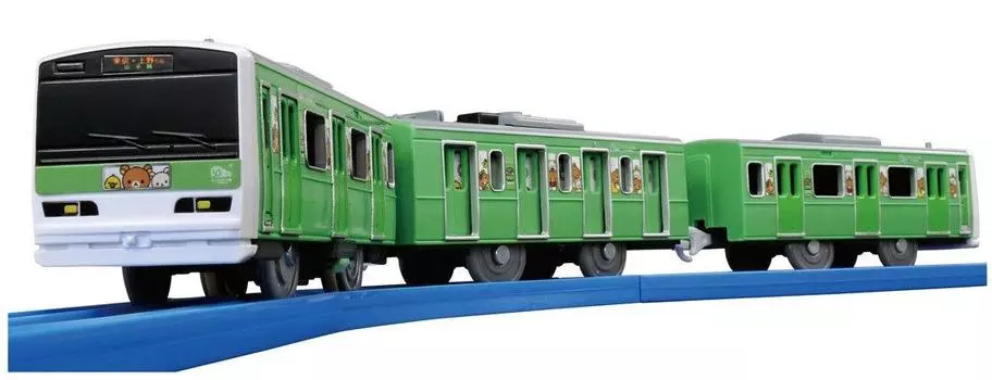 Plarail Я тоже люблю тебя, веселый паровозик серии Rilakkuma Green Yamanote Line Wrapping Train!
