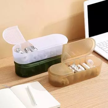 Plastic 7 Grids Cable Storage Box Transparent Reusable Data Line Storage Container Space Saving Large Capacity белый