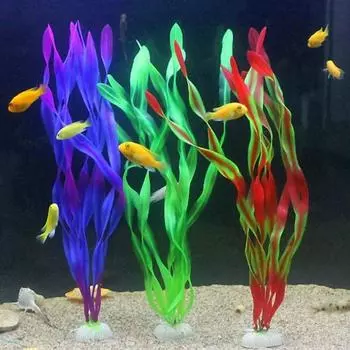 Plastic Artificial Water Plant Simulation Water Weeds Ornament Decorative Aquatic Grass Aquarium розовый