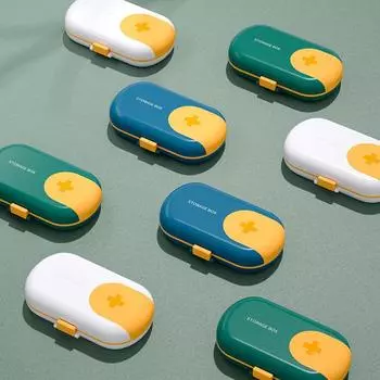 Plastic Box Capsules Organizer Medicine Boxes Travel Pill Case Vitamins Container Pill Storage Box синий