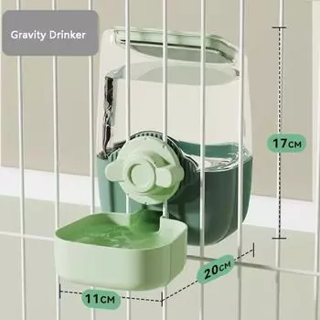Plastic Cage Hanging Feeder Large-capacity Automatic Feeder For Puppy Cats Rabbit green-drinker