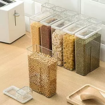 Plastic Cereal Storage Box Kitchen Sealed Rice Barrel Grain Organizer with Lid Cereal Container Jar Transparent Dispenser Tank