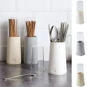 Plastic Cutlery Holder Dustproof Cutlery Storage Box Creative Chopstick Cage Fork абрикосовый