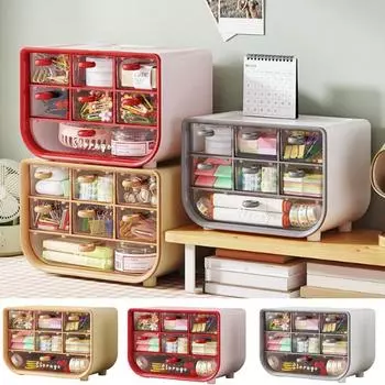 Plastic Desk Storage Rack with Drawers Dustproof Makeup Cosmetics Organizer Bedroom