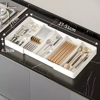 Plastic Drawer Organizer Adjustable Flatware Cutlery Holder Tray Drawer Divider Style A