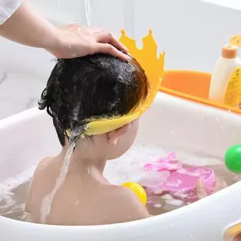 Plastic Ear&Eye Protection Crown Shape Shower Head Cover Baby Shampoo Cap Wash Hair Shield Hat