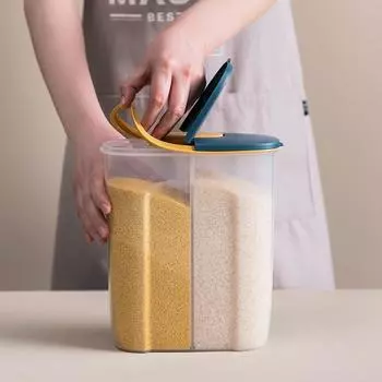Plastic Grain Storage Container Box Sealed Bottle Cereal Tank Food Jars Moisture-Proof Cans Home Kitchen Accessories Organizer зелёный