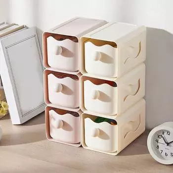 Plastic Jewelry Lipstick Storage Container Stackable Sundry Storage Box Bathroom белый