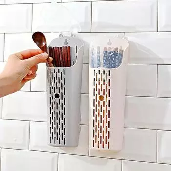Plastic Kitchen Cutlery Storage Box Utensil Holder Knife Fork Spoon Chopsticks Drying Rack Organizer Tableware Drainer серый