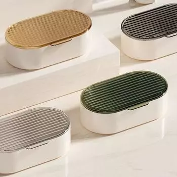 Plastic Light Luxury Double Drain Soap Box Perforation-free Soap Dish Drain Soap Holder Home прозрачный
