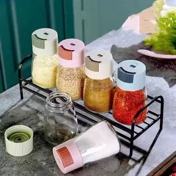 Plastic Metering Salt Bottle Press Type Quantitative Salt Dispenser Cooking розовый