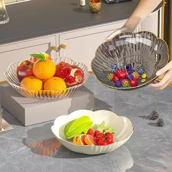 Plastic PET Fruit Tray New Fruit Tray Living Room Coffee Table Household Dried Fruit Tray Light Luxury Candy Tray Snack Tray