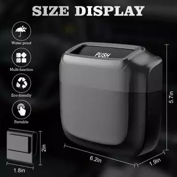 Plastic Pressing Car Trash Bin Hanging Vehicle Garbage Dust Case Storage Box Square Trash Can with Lid Car Acessories золотой