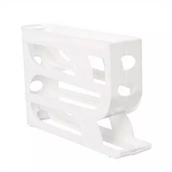 Plastic Rolling Dispenser Egg Holder for 30 Eggs, Automatic Kitchen Refrigerator Egg Storage Box with Freshness Maintaining Design 4-layer carton белый