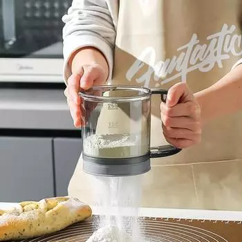 Plastic Semi-automatic Hand-held Flour Sifter Convenient Baking Flour Filter Home Kitchen Baking Sieve Bread Dessert Making Tool