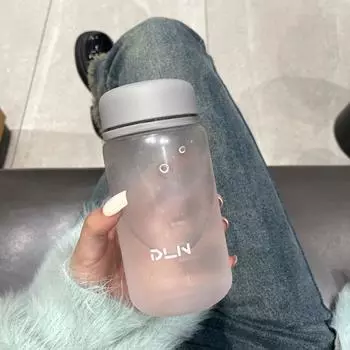Plastic Student Water Cup Leakproof Drink Cup Casual Water Cup Outdoor Sports серый