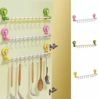 Plastic Towel Storage Rack Dopamine Bathroom Slide Rail Hook Suction Cup Hook Utensils Holder жёлтый