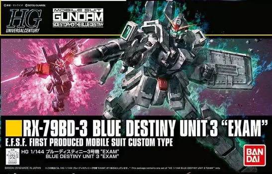 Пластиковая модель HGUC Mobile Suit Gundam Gaiden Horror Blue Destiny Blue Destiny Unit 3 в масштабе «EXAM» 1/144 с цветовой кодировкой