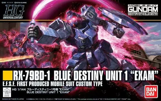 Пластиковая модель HGUC Mobile Suit Gundam Gaiden Sengen no Blue Destiny Unit 01 в масштабе EXAM 1/144 с цветовой кодировкой синий