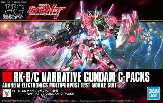 Пластиковая модель HGUC Mobile Suit Gundam NT Narrative Gundam C в масштабе 1/144 с цветовой кодировкой