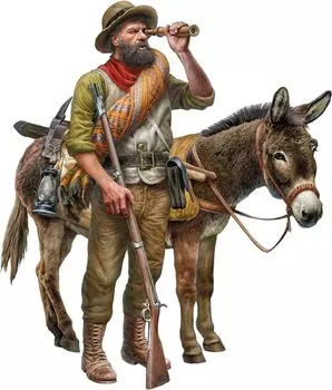 Пластиковая модель Master Box Gold Rush Series 1 Gold Miner and Donkey MB35233 1/35