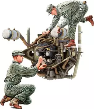 Пластиковая модель Miniart Continental Engine с американской бригадой по ремонту танков MA35461 1/35 W-670
