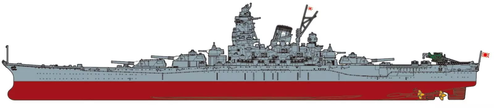 Пластиковая модель японского линкора «Ямато» серии NEXT с деталями 1/700 № 1 EX-4 (Черная колода) Фототравление