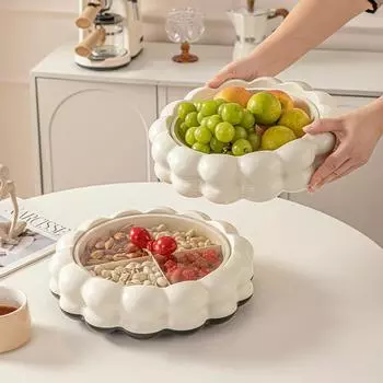 Пластиковая тарелка для фруктов из сетки с крышкой и разделителями для сухофруктов и конфет, роскошная корзина для фруктов с отделением для хранения