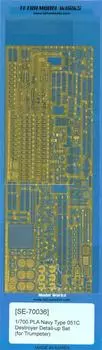 Пластиковые детали для модели Tetra Model Works SE Series для китайского эсминца Type 051C SE7036 Molding Color 1/700 (TR)