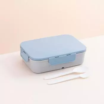 Пластиковый ланч-бокс бенто Портативные контейнеры для перекуса для школьников и офисных работников Blue with Small Box