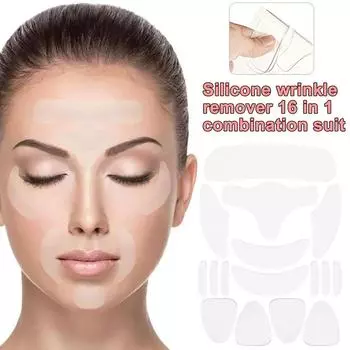 Пластыри для лица и лба от морщин Ageverse Face Patches Non Wrinkle Gel Pad Set Пластырь для лица, шеи, груди, глаз, лица, силиконовый патч для удаления морщин белый