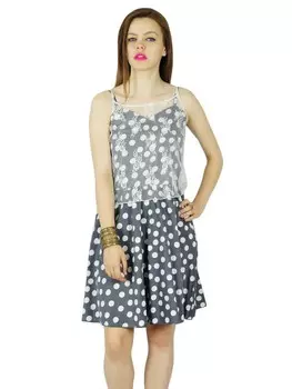 Платье Bimba в горошек с пончо на тонких бретельках Пуф MiniCustom Dress 10 серый