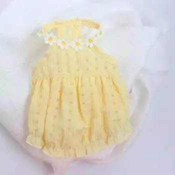 Платье Daisy Одежда для домашних животных Собаки Тонкие дышащие для одежды для собак Костюм Маленький французский бульдог Мягкие Милые Летние Желтые Девочки Mascotas XS зелёный