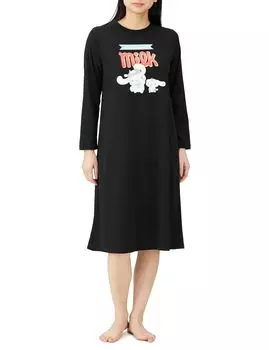 Платье для комнаты Tyrol Chocolate Collaboration Hangyodon Hello Kitty Room Wear Dress Long Sleeve Cinnamoroll Black M [Sanrio] Womens