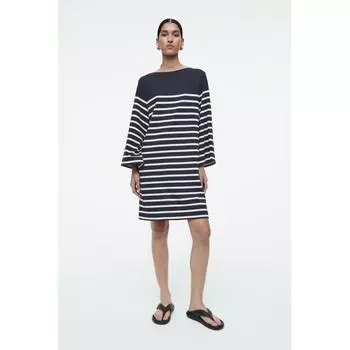 Платье-футболка COS Japan с воротником-конвертом navystripe/XS