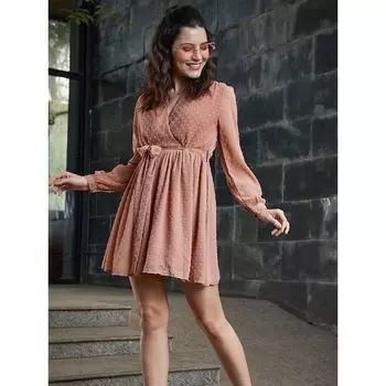 Платье и пояс Rose Self Design Dobby Weave с запахом XS