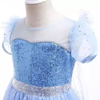 Платье Meninas Frozen со светодиодной подсветкой, детская одежда для косплея, Эльза, Снежная королева, карнавал, Натал, платье для выпускного вечера, Peruca, Novo 110cm синий